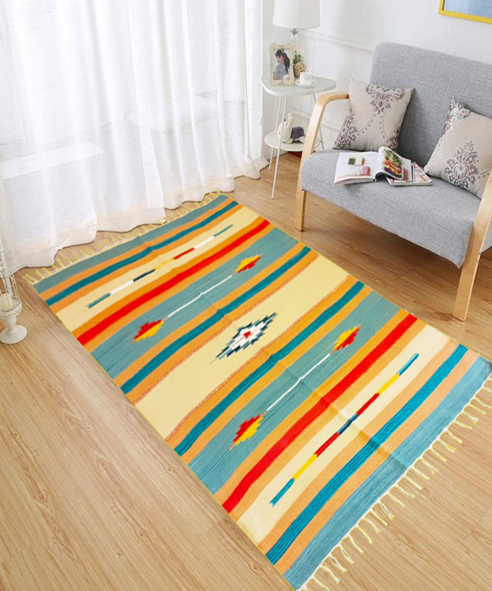 Blue cotton handloom floor mat (5x3 ft.) – GoCoop