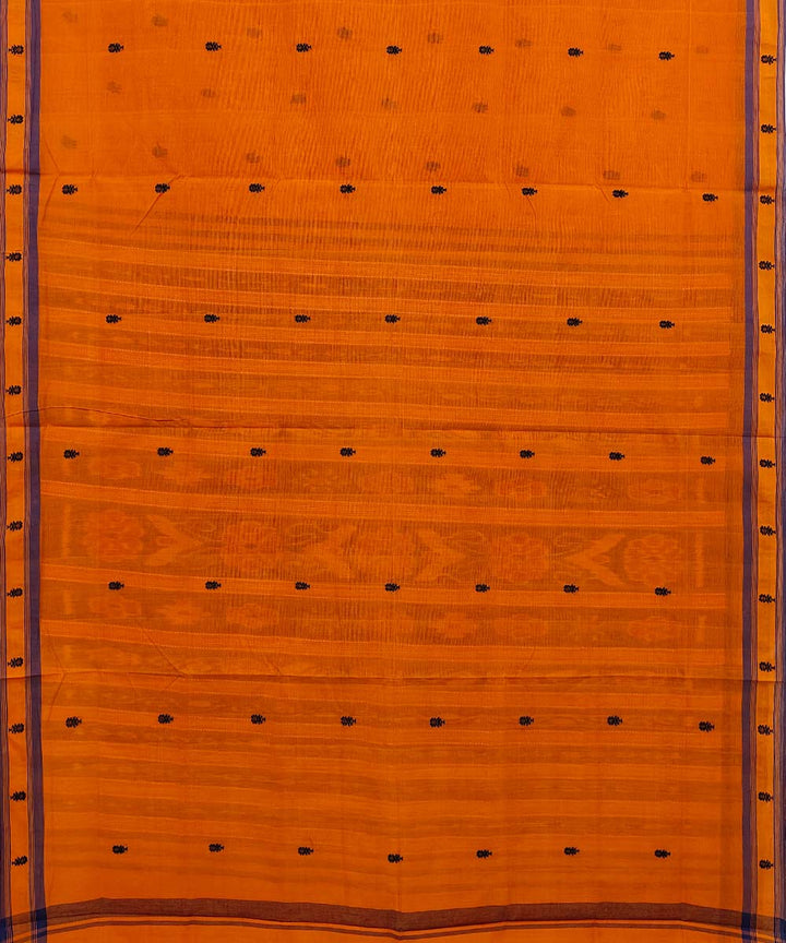 Orange blue cotton handloom odisha ikat saree
