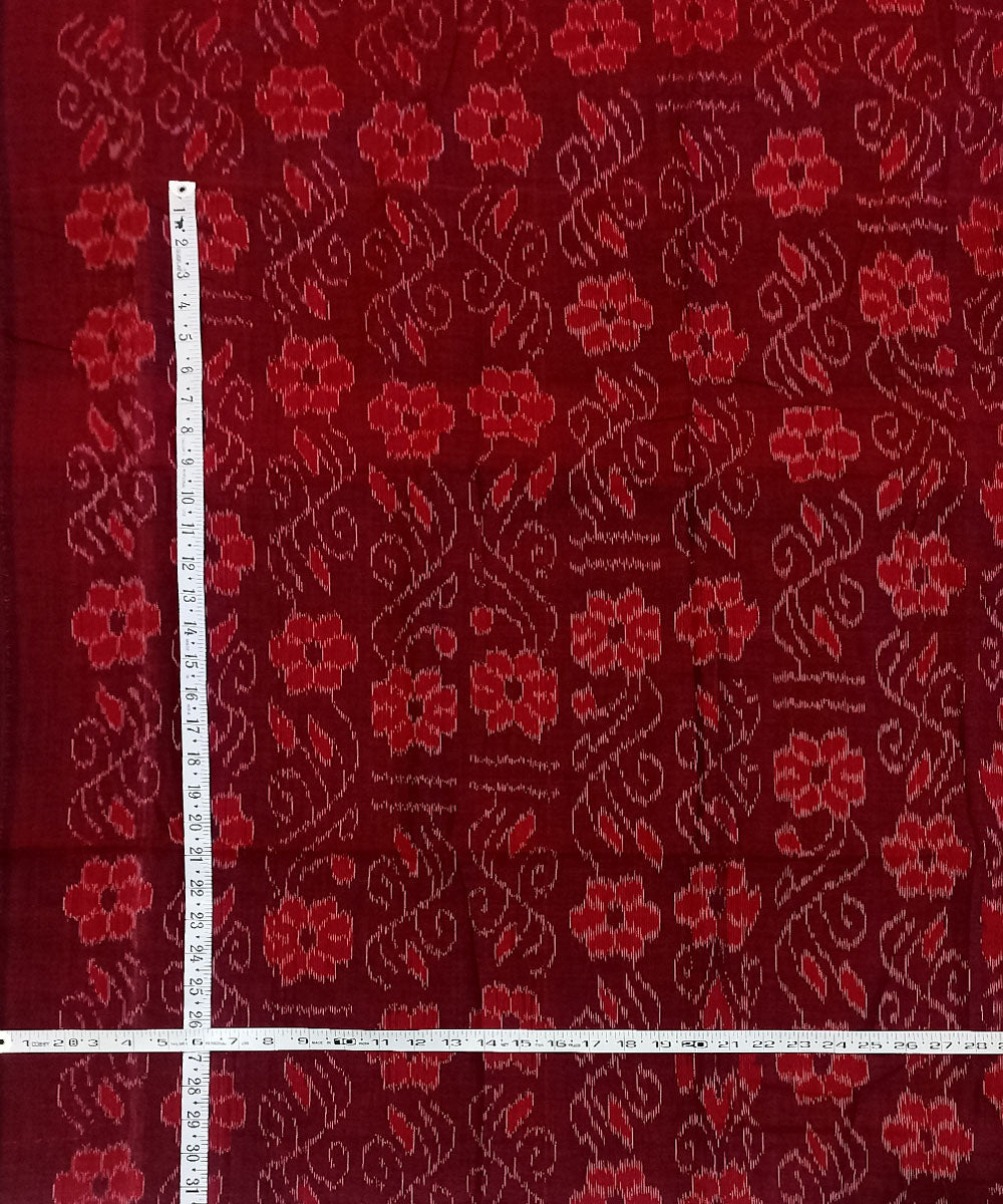 Maroon handwoven nuapatna cotton fabric