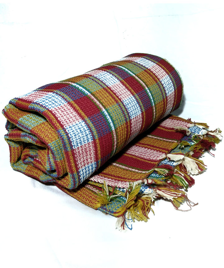 Multicolor checks cotton handwoven towel