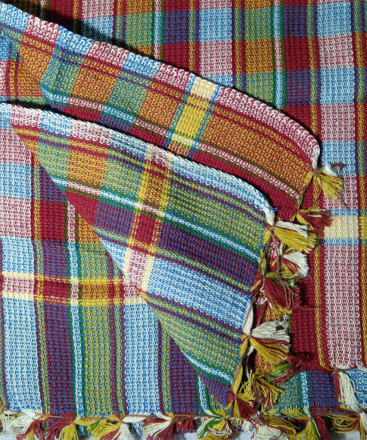 Multicolor checks cotton handwoven towel
