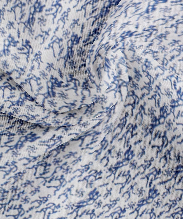 Blue all over hand block printed king size cotton double bedsheet