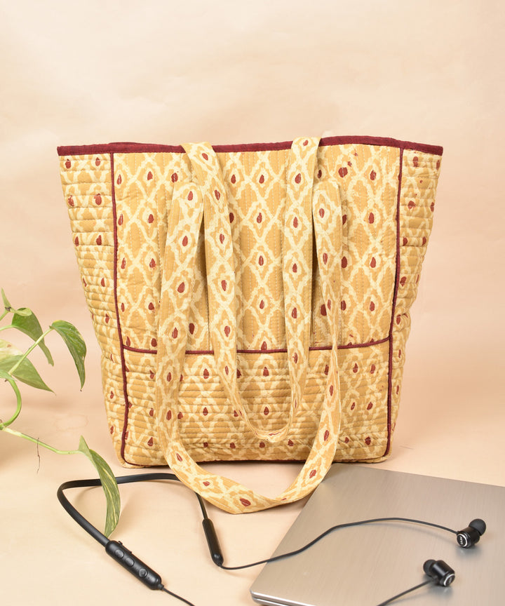 Mustard handcrafted cotton pochampally ikat bag
