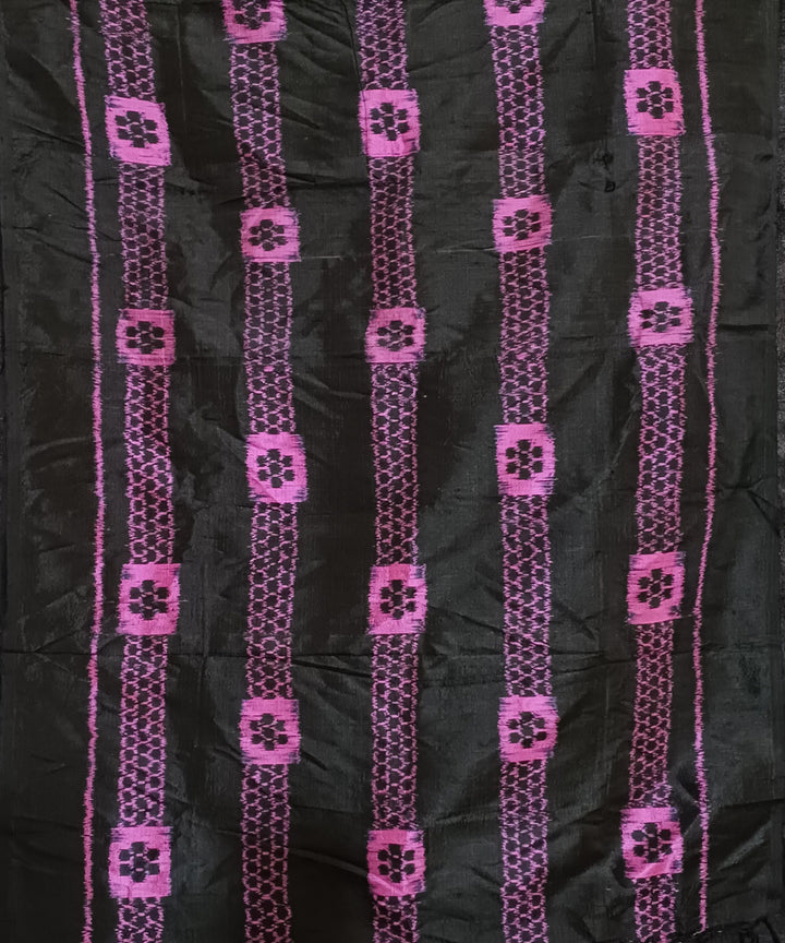 Black pink handwoven silk ikat sambalpuri stole