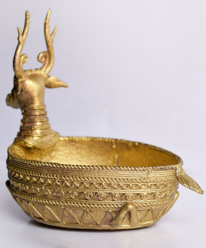 Dhokra brass handcrafted deer side table tray
