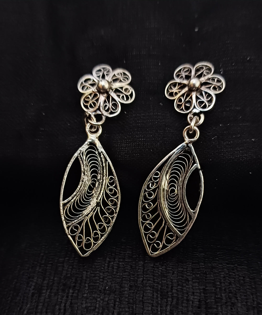 Silver oxidised filigree handcrafted odisha pure silver earring
