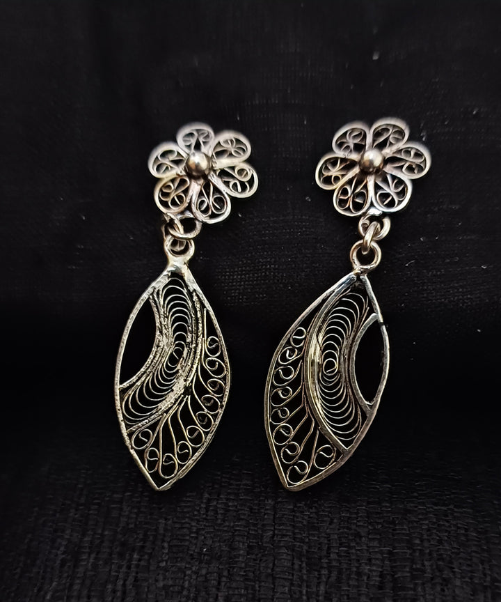 Silver oxidised filigree handcrafted odisha pure silver earring