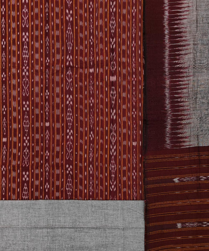 3pc Maroon grey hand woven cotton sambalpuri dress material