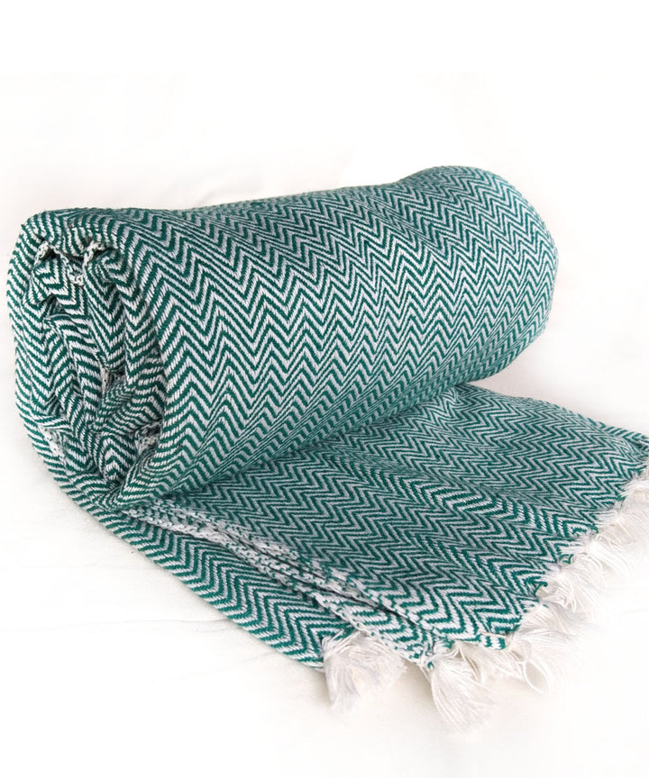 Peacock blue handwoven cotton towel
