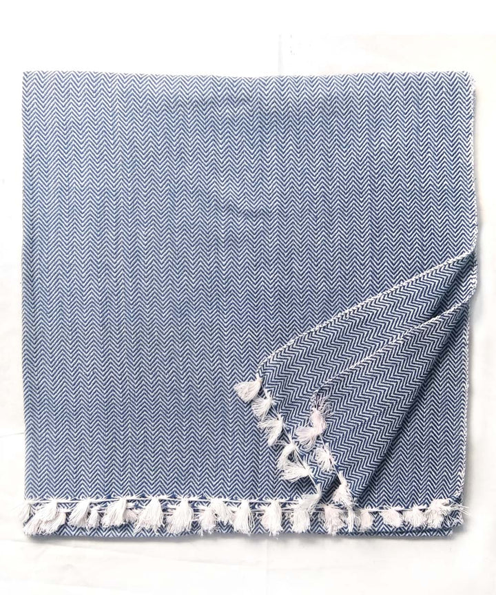 Cyan blue handwoven cotton towel
