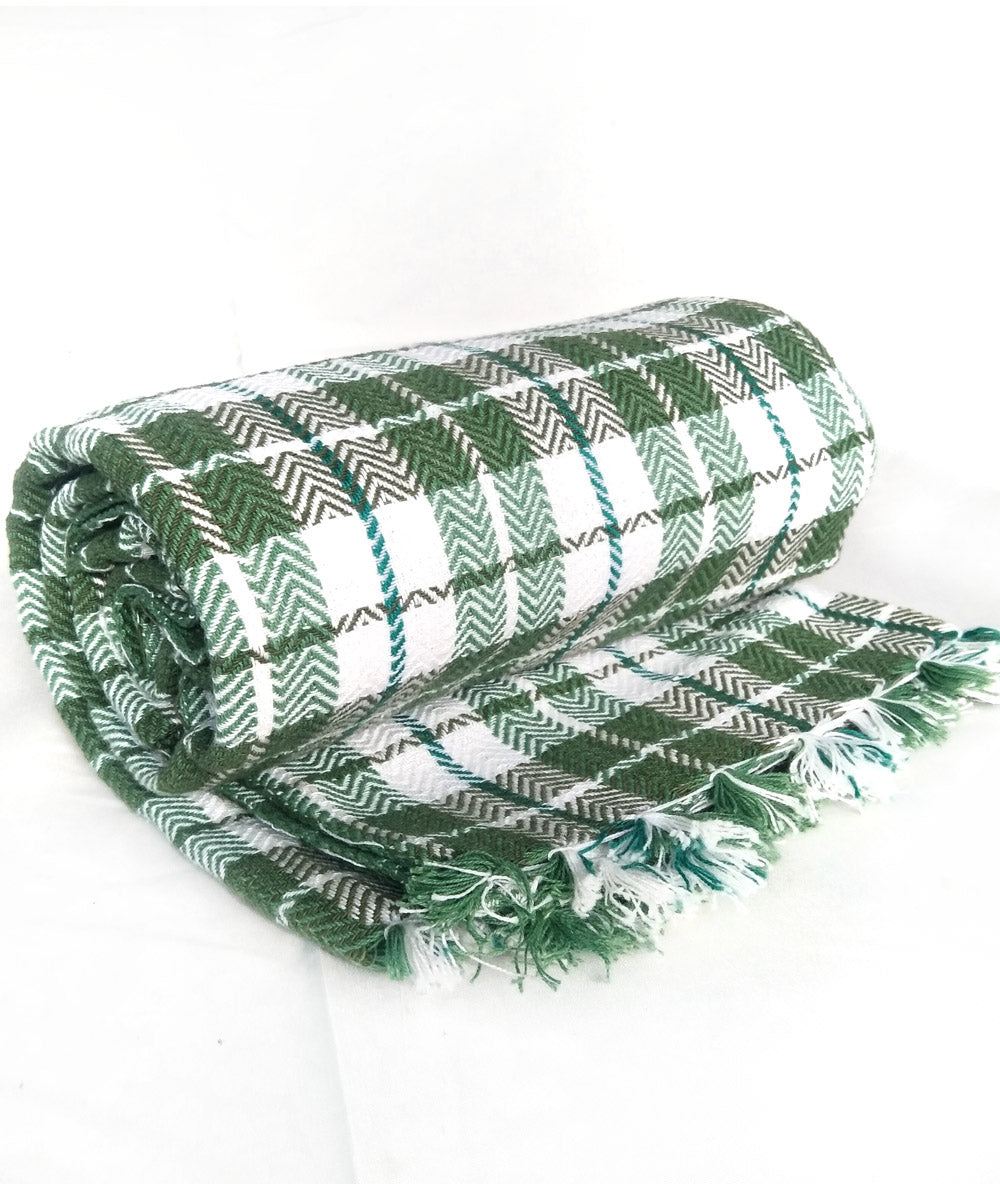 White green stripe handwoven cotton towel