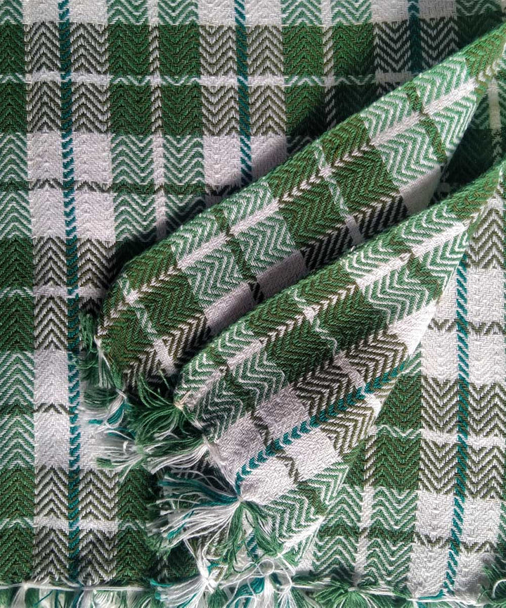 White green stripe handwoven cotton towel
