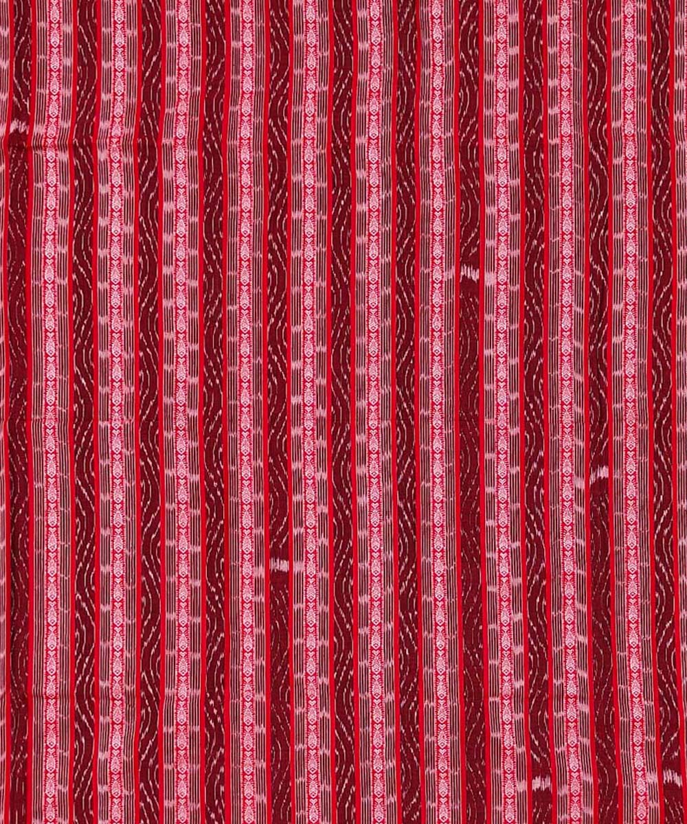 2.5m Red hand loom cotton sambalpuri kurta fabric