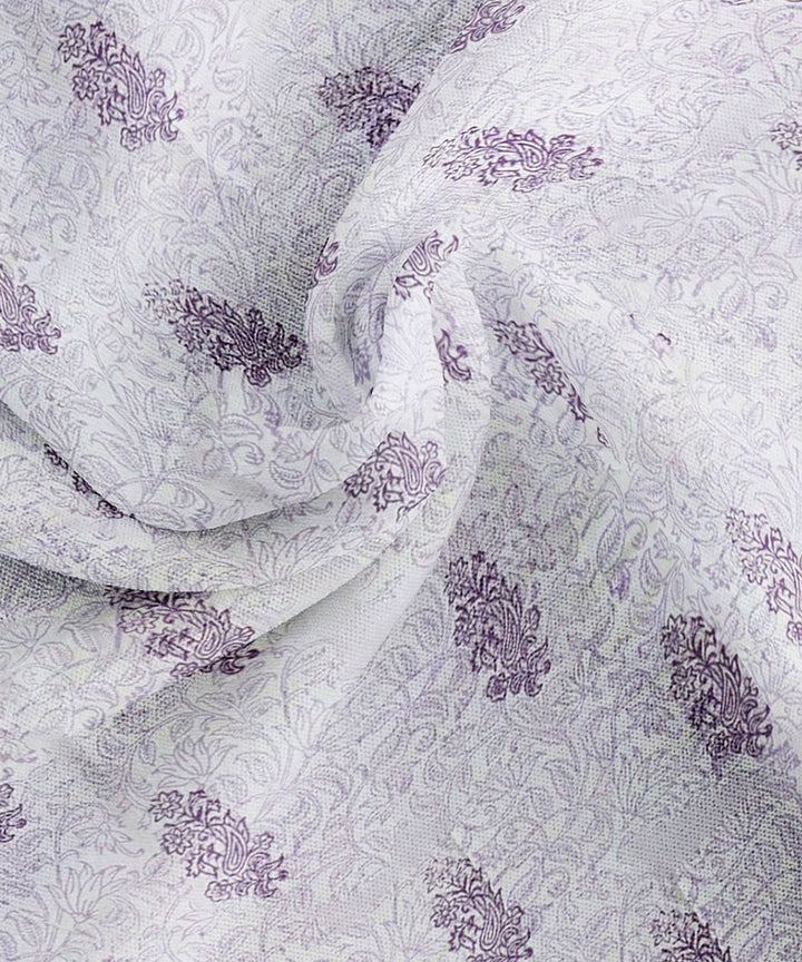White purple hand block printed king size cotton double bedsheet