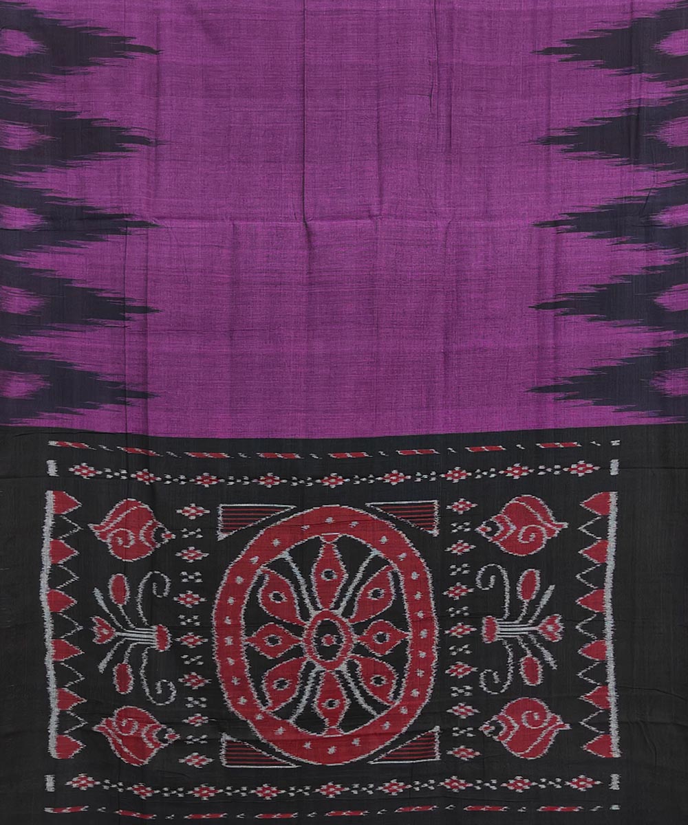 Violet black handwoven cotton nuapatna saree