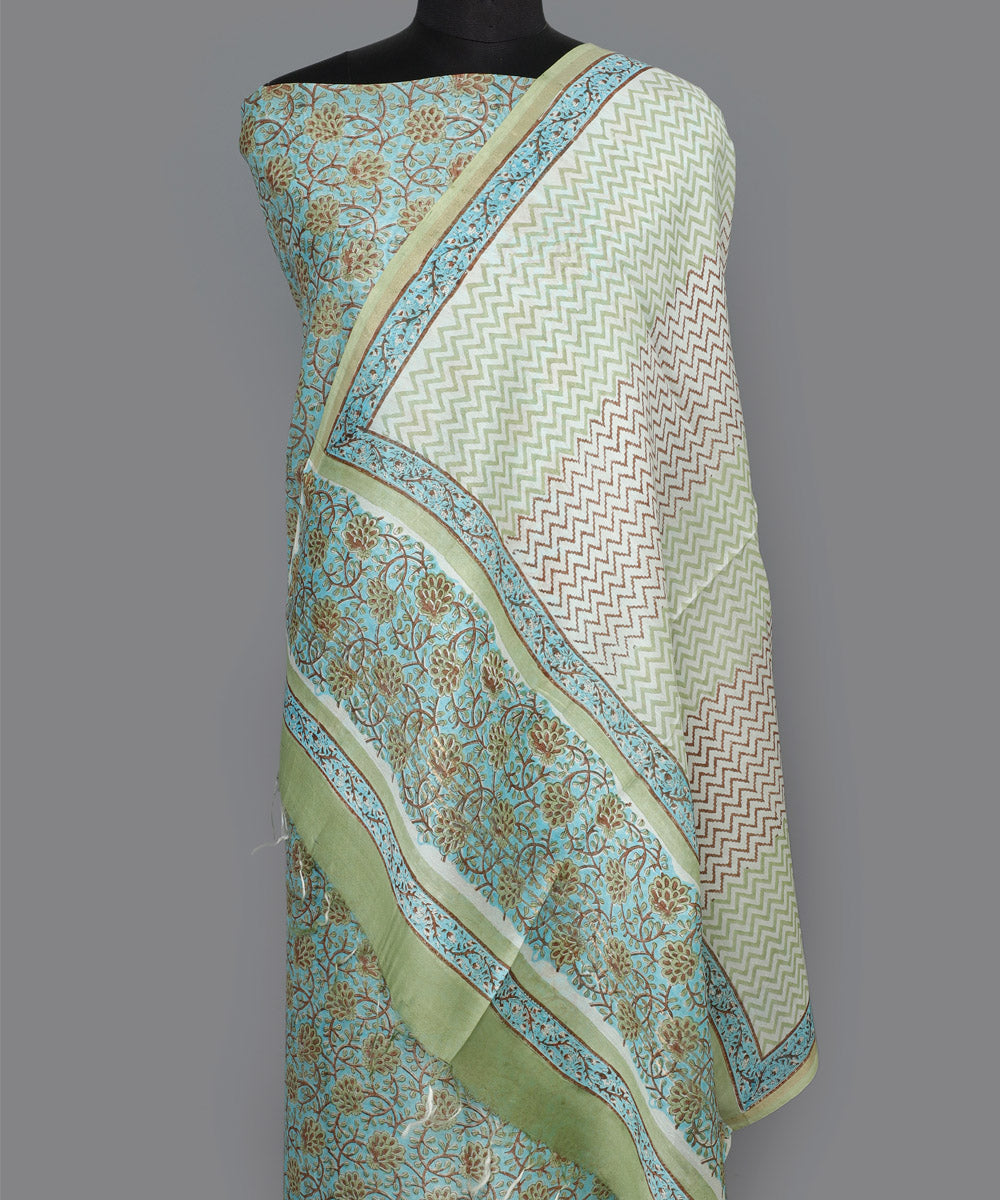 2pc Multicolor handblock print cotton silk dress material