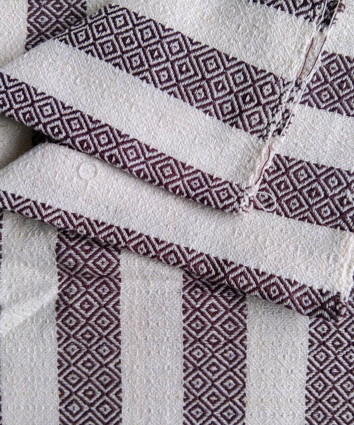 Purple white striped handwoven cotton towel