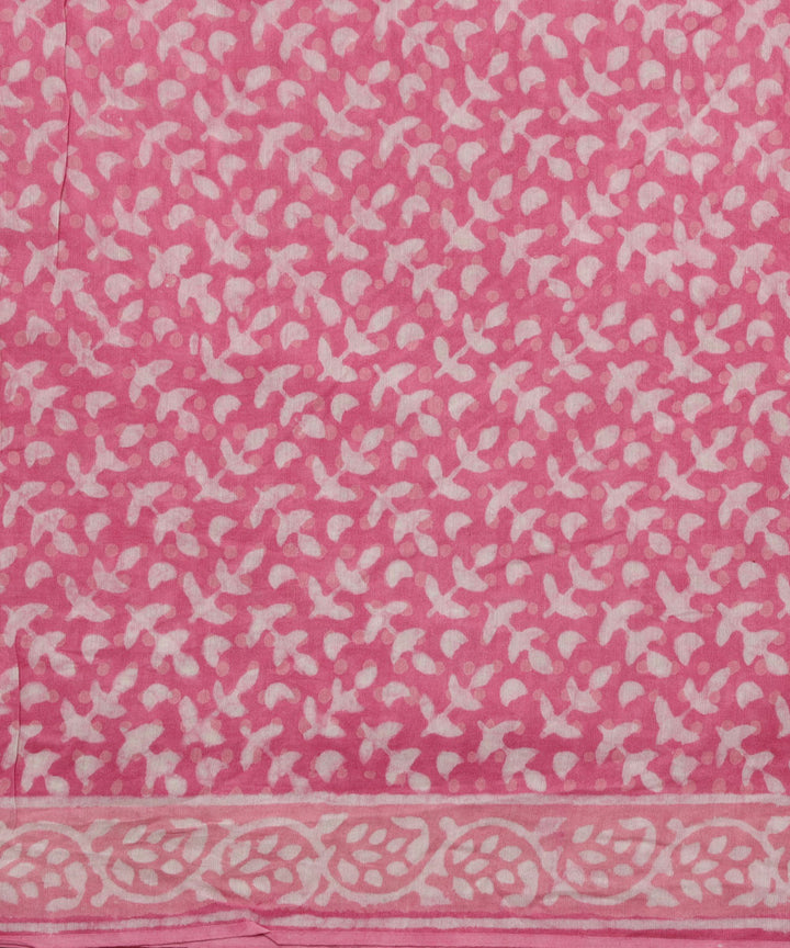 2pc Pink handblock print cotton silk dress material