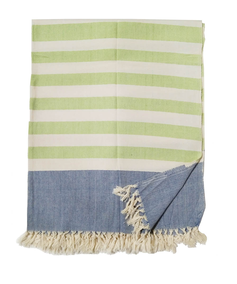 White green blue handwoven cotton towel