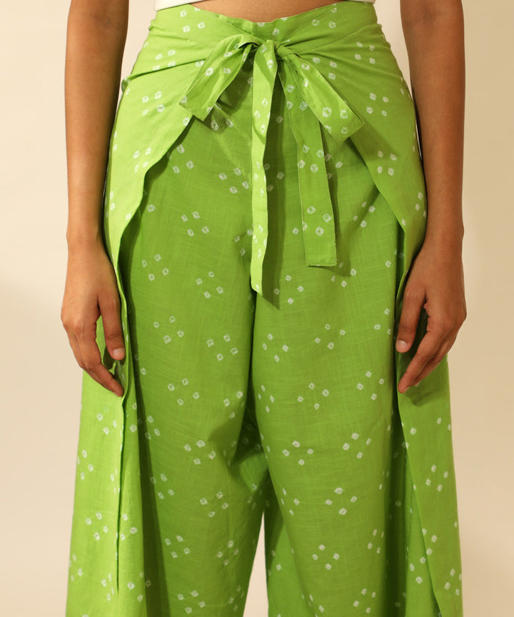 Green handcrafted bandhani cotton pant