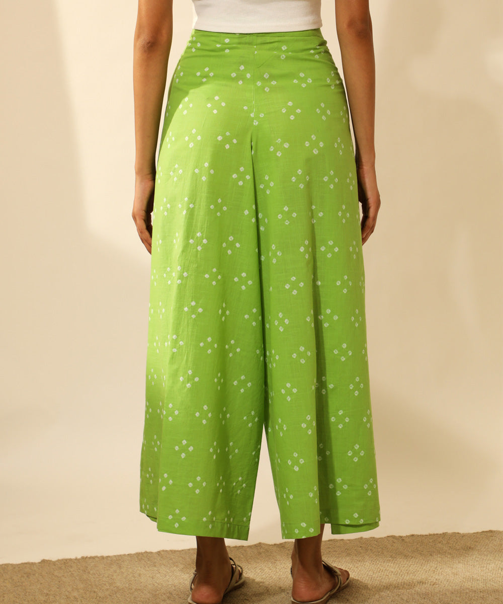 Green handcrafted bandhani cotton pant