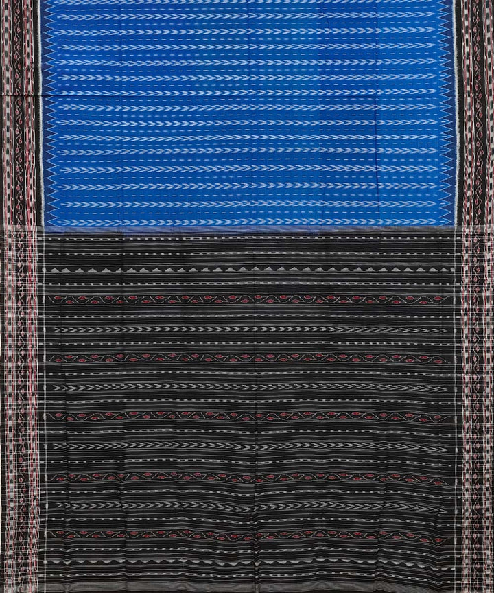 Sky blue black cotton handwoven sambalpuri saree
