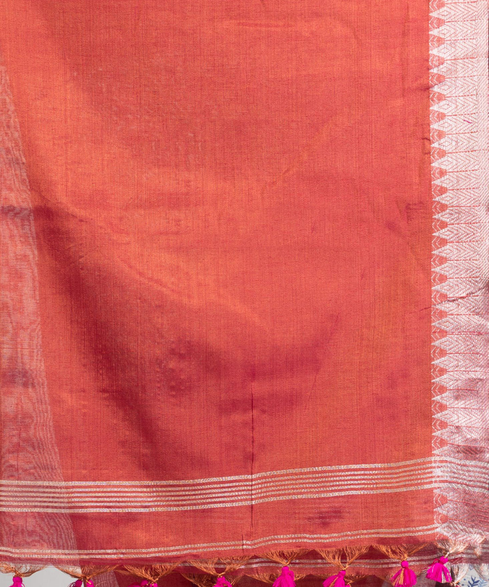Rani pink double shade handloom cotton tissue bengal saree