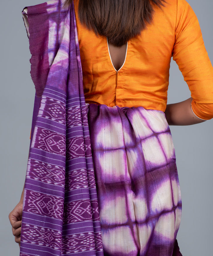 Indigo handspun shibori ikat gopalpur tussar silk saree