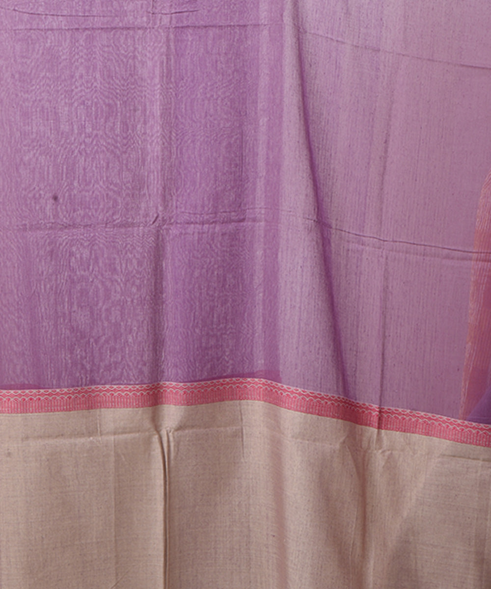 Lavender grey handloom cotton shantipuri saree