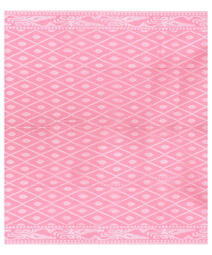 Pink white cotton handloom shantipuri saree