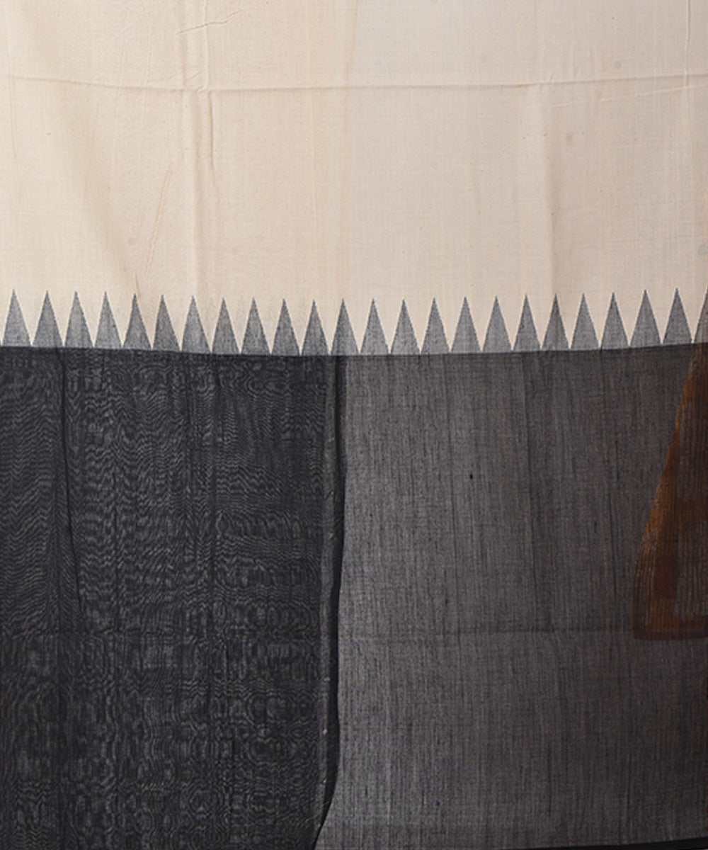 Beige black handloom shantipuri cotton saree