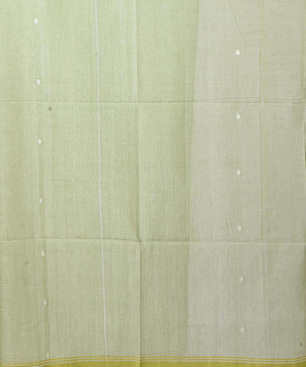 Light green white handloom cotton shantipuri saree