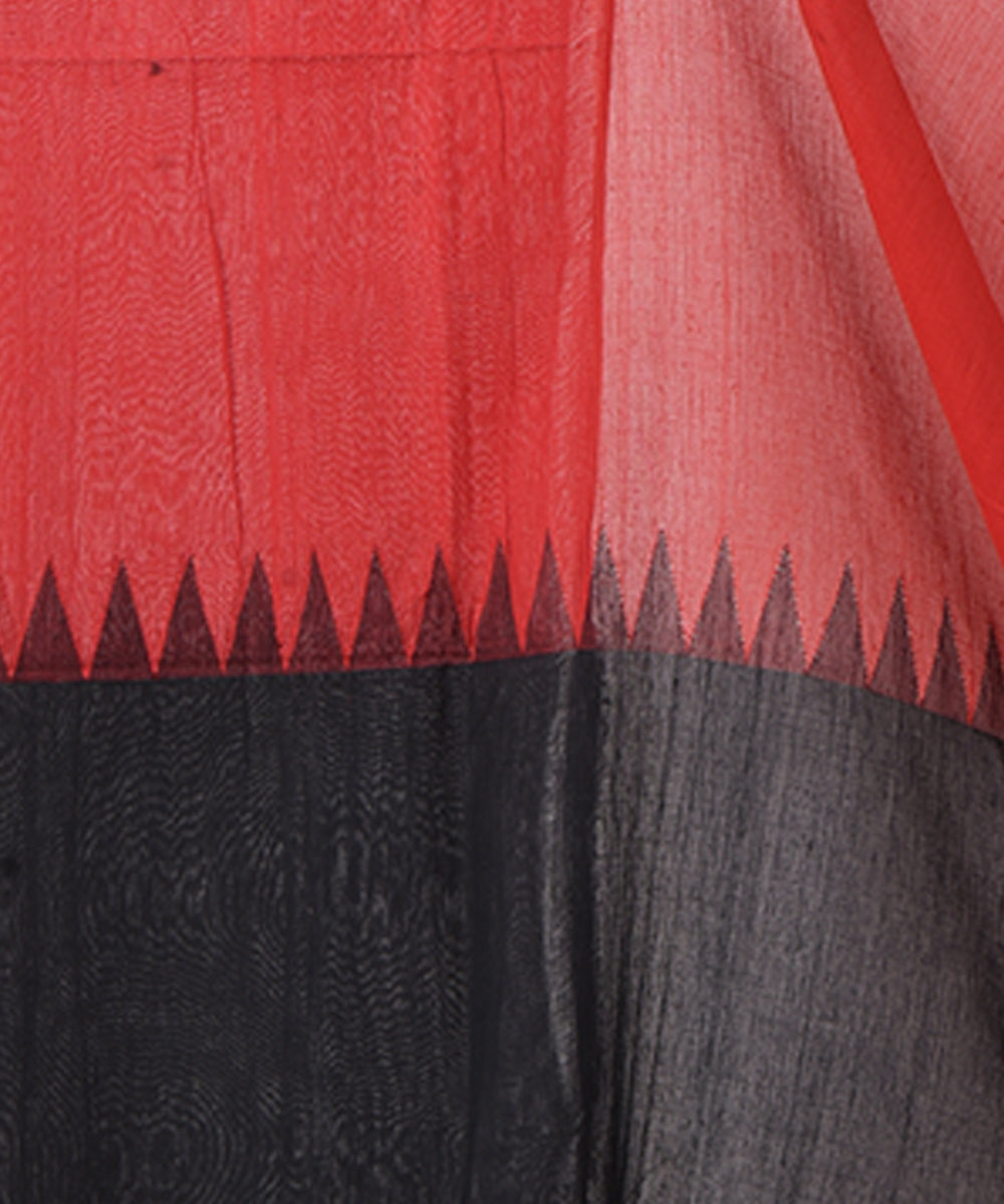 Black red cotton handloom shantipuri saree