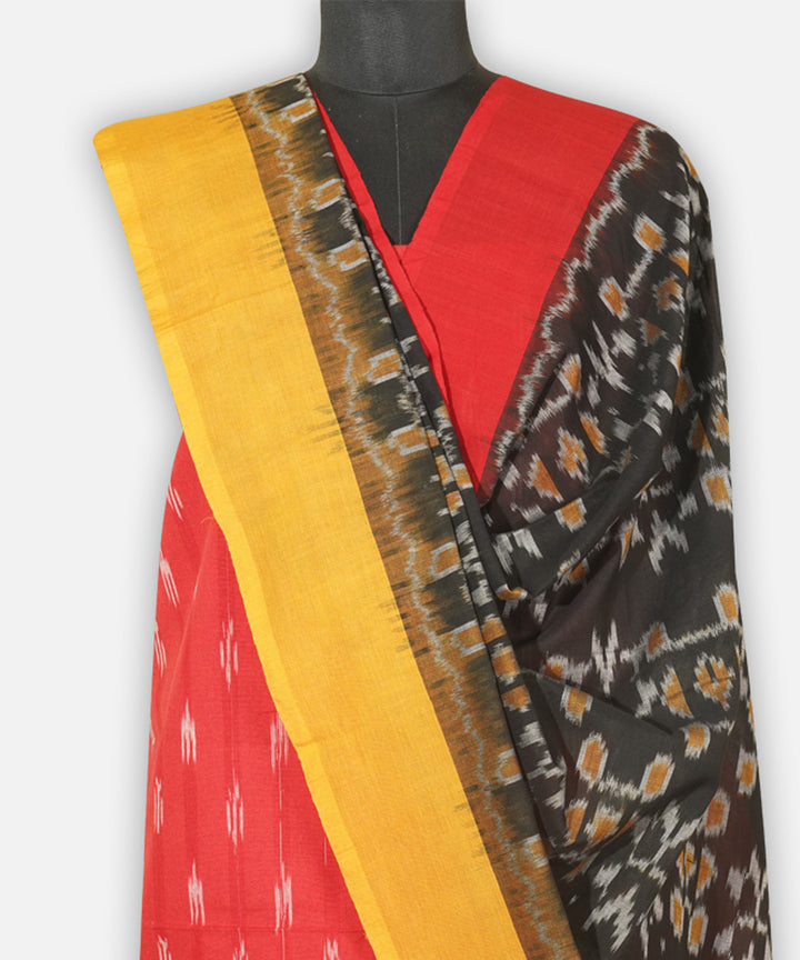 3pc Red multicolor handwoven cotton pochampally ikat dress material