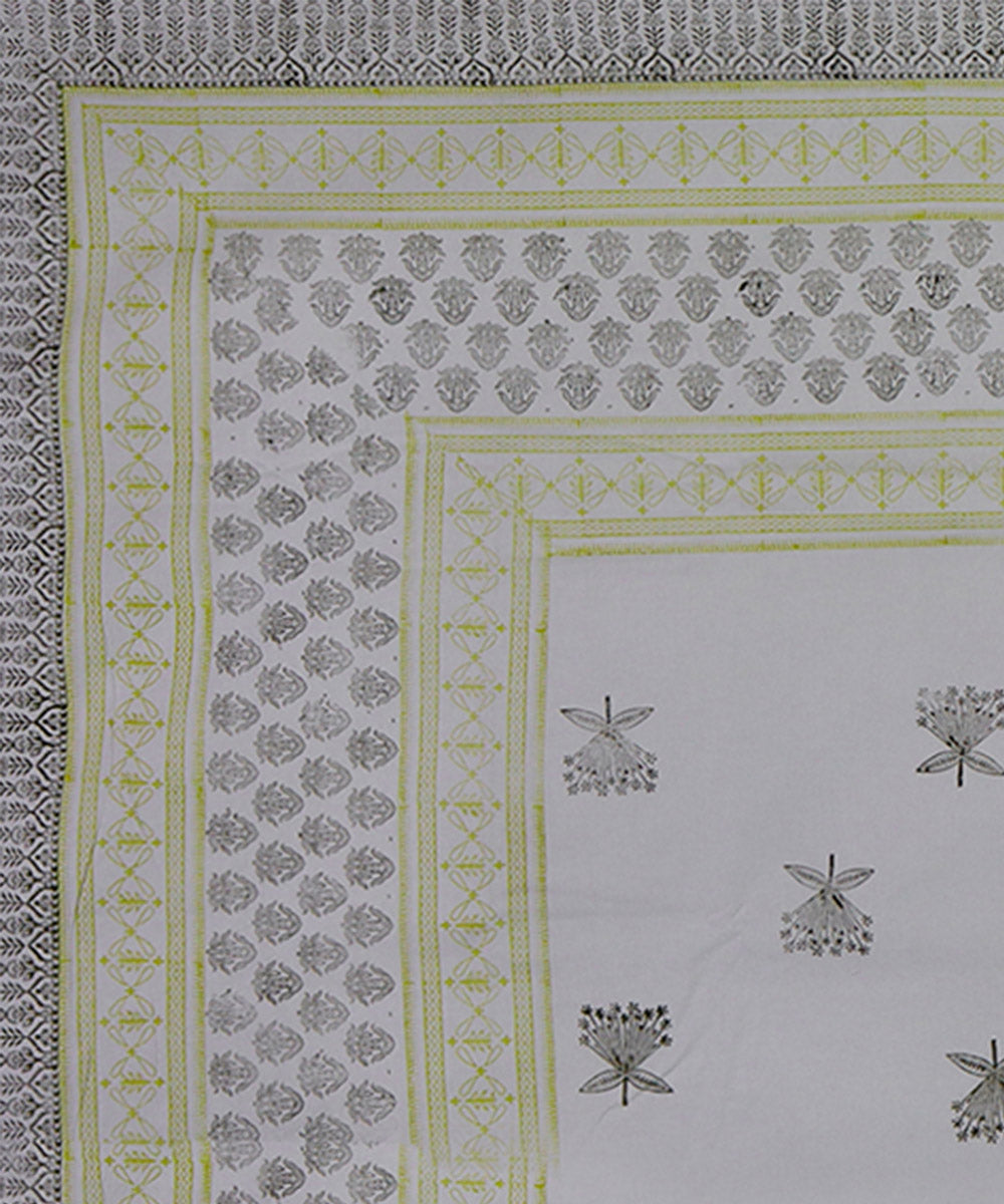 Multi color hand block printed king size cotton double bedsheet