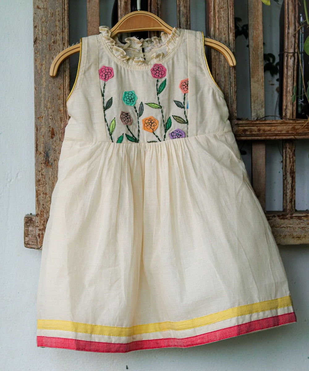 Revathi white handwoven cotton dress
