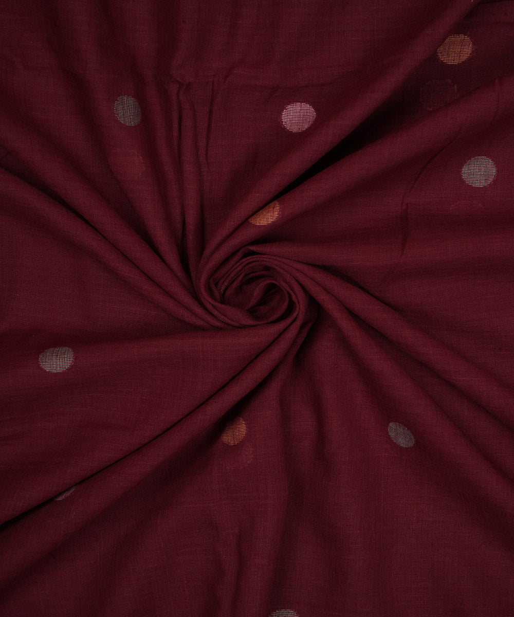 Maroon handloom bengal cotton jamdani fabric