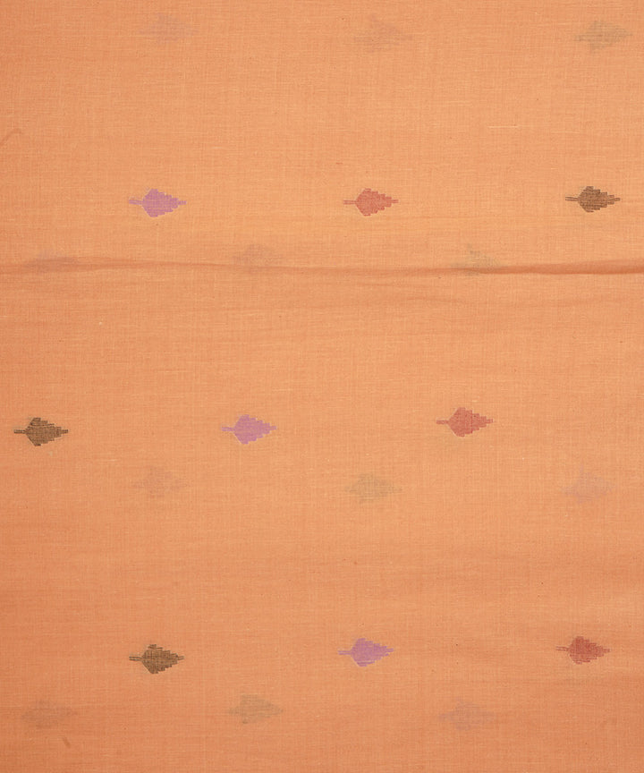 Peach handloom bengal cotton jamdani fabric