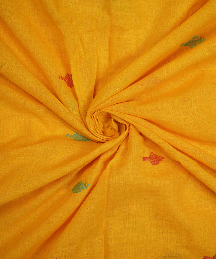 Yellow handloom bengal cotton jamdani fabric