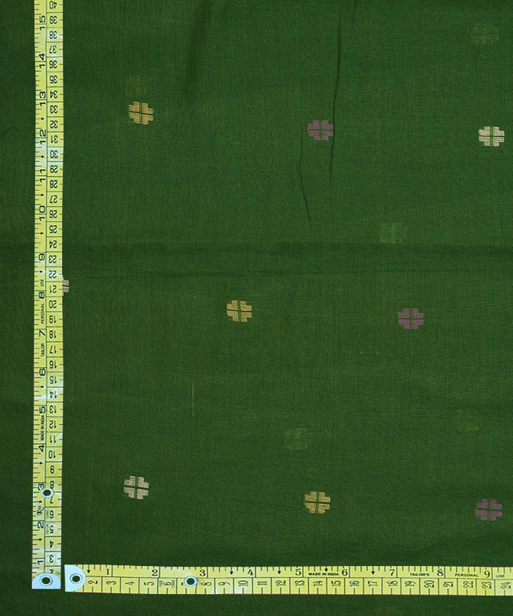 Dark green handloom bengal cotton jamdani fabric