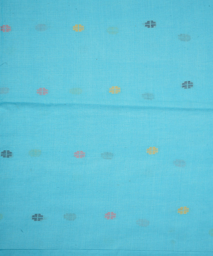Sky blue handloom bengal cotton jamdani fabric