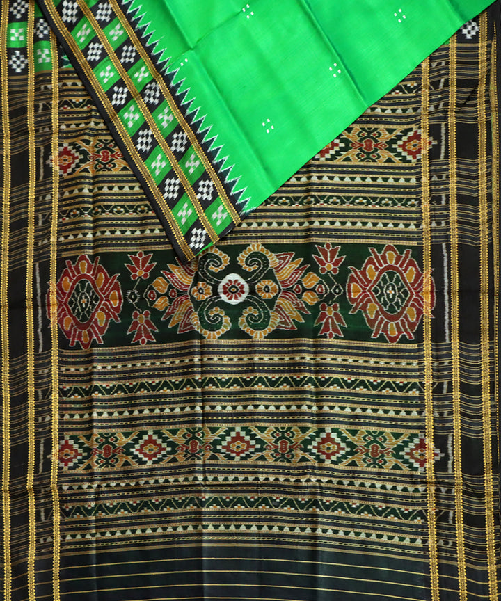 Light green black silk handwoven khandua saree