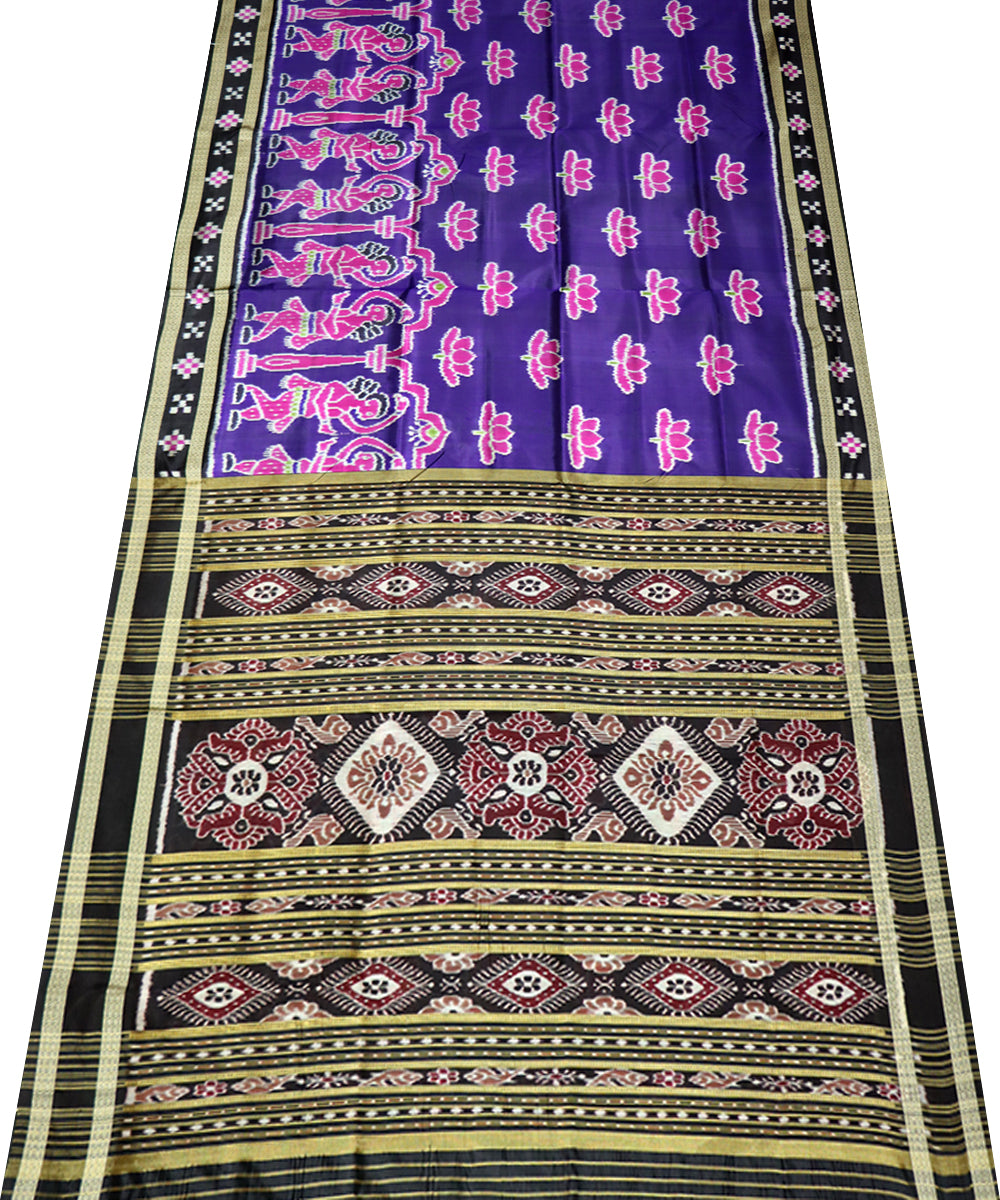 Violet black silk handwoven khandua saree