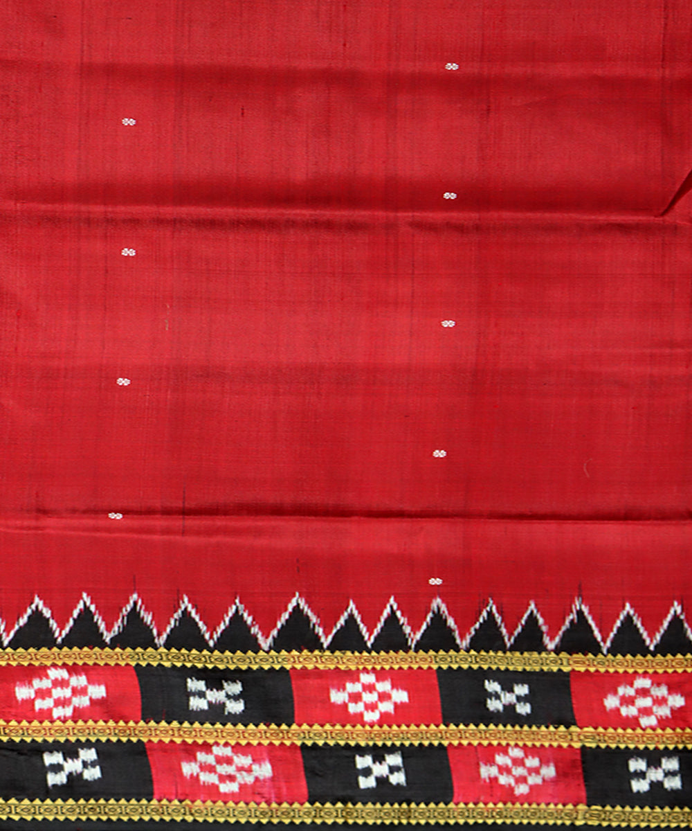 Red black silk patli handwoven khandua saree