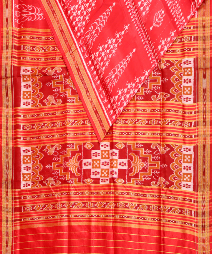 Red maroon silk handwoven khandua saree