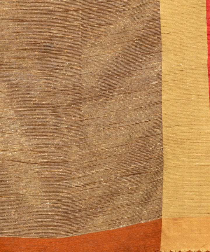Russet handloom silk blend linen bengal saree