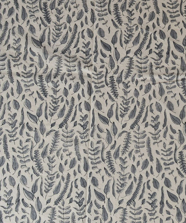 Grey white hand block printed cotton table cover