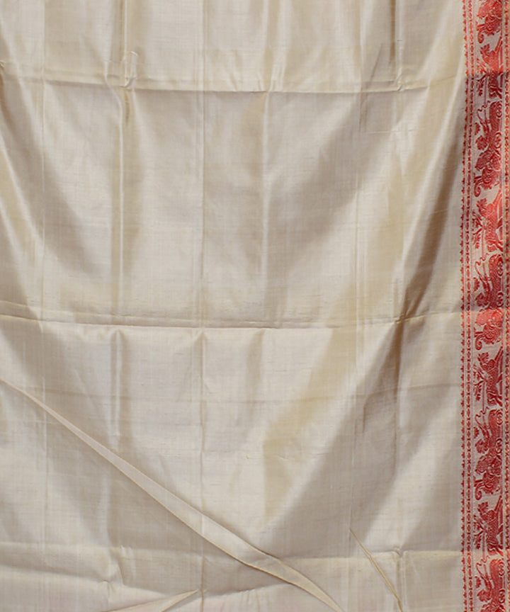 Beige handwoven silk baluchari saree