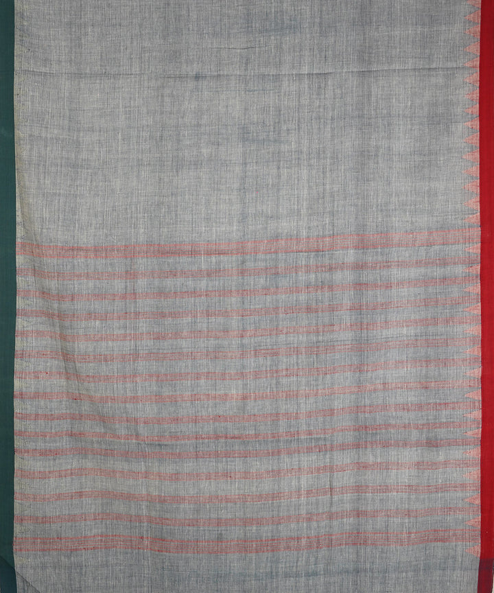 Pale grey cotton handwoven natural dyed srikakulam kuppadam saree
