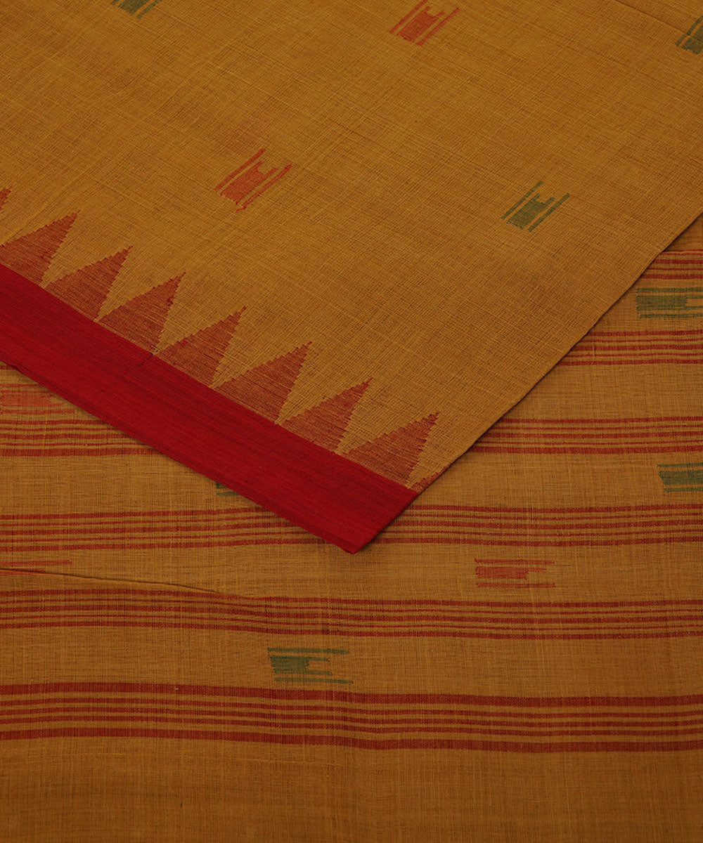 Yellow cotton handwoven natural dyed srikakulam kuppadam jamdani saree